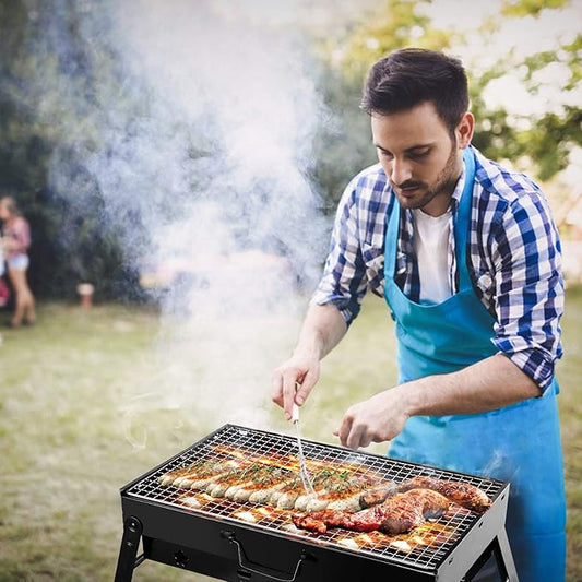 Moclever Folding Portable Charcoal Grill – Stainless Steel Mini BBQ Grill for Outdoor Cooking, Camping, Picnics, Beach, Tailgating, Compact & Easy to Carry