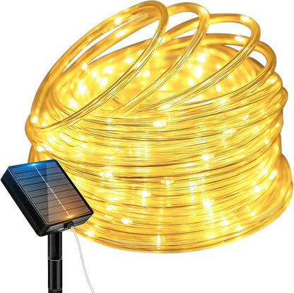 btfarm Solar Rope Lights, 60LED 20FT Solar String Lights Outdoor Waterproof, 8 Lighting Modes Solar Powered Strip Trampoline Light for Outside Garden Tree Christmas Yard Patio Decor, Warm White