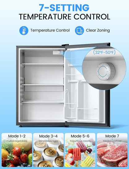 COWSAR 4.4 Cu.Ft Dorm Fridge, Single Reversible Door Compact Refrigerator with Adjustable Thermostat, Removable Glass Shelves, Energy Efficient Commercial Fridge for Bedroom Dorm Office, Black