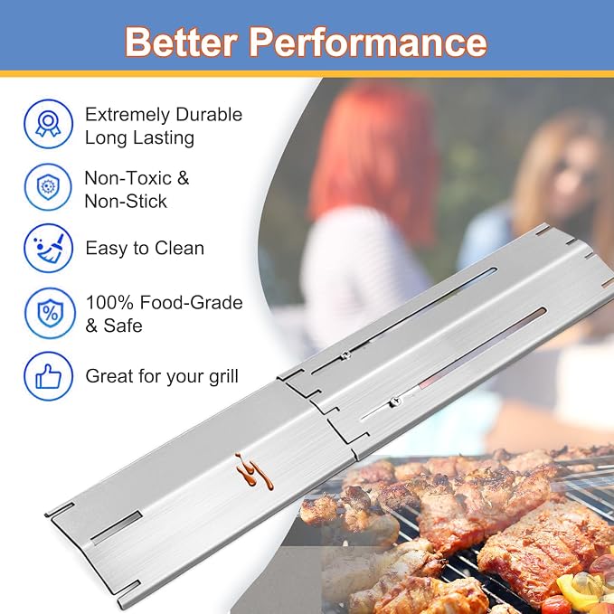 Adjustable Heat Plates Replacement for Nexgrill, Dyna Glo, Charbroil | Derurizy Grill Replacement Parts, Universal Heat Shield, Burner Covers Guard, Heat Diffuser
