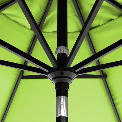 California Umbrella 12-Year-Non-Fading, 9Ft Premium Sunbrella Patio Umbrella, Hand-Crank, Button-Tilt, Black Frame, Macaw Fabric