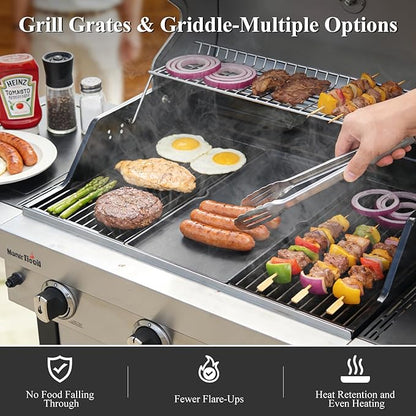 Hisencn 3-Piece Grill Grates & Emitter Plate Replacement for Char-Broil Performance TRU-Infrared 2/3 Burner Gas Grills, Fits G460-0500-W1, Porcelain Enameled Steel, 17" x 25.5"