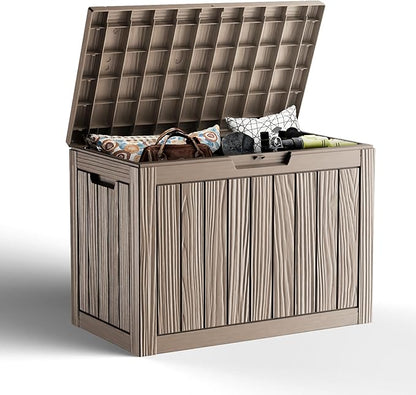 50 GallonOutdoor Storage Box,Resin Deck Boxes Waterproof, IndoorOutdoor Bin for Package Delivery, Patio Cushions, Gardening Tools, Lockable, UV Resistant
