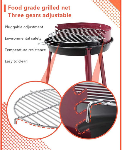 Portable Barbecue Charcoal Grill Stainless Steel Small Charcoal Grill Mini BBQ Tool Kits for Outdoor Cooking Camping Picnics Beach （Size: 38x49.5cm）
