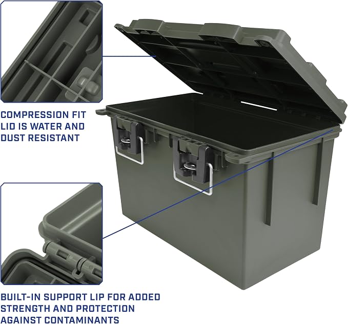 Sheffield XL Ammo Box Made in USA, Stackable Lockable Ammo Storage Box | 2 Pack Lockable Storage Box, Water and Dust Resistant Dry Box, Secures Hunting Gear, Gun Accessories, Supplies, and Bullets