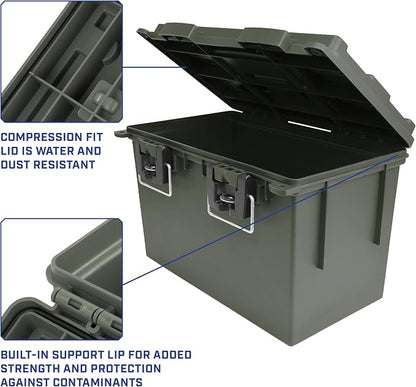Sheffield XL Ammo Box Made in USA, Stackable Lockable Ammo Storage Box | 2 Pack Lockable Storage Box, Water and Dust Resistant Dry Box, Secures Hunting Gear, Gun Accessories, Supplies, and Bullets