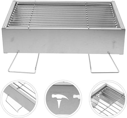 Artibetter Portable Stainless Steel Charcoal Grill Foldable Outdoor Bbq Barbecue Rack for Camping and Backyard, Compact 36x26.5x17.5cm Grill with Foldable Design and Easy Transport