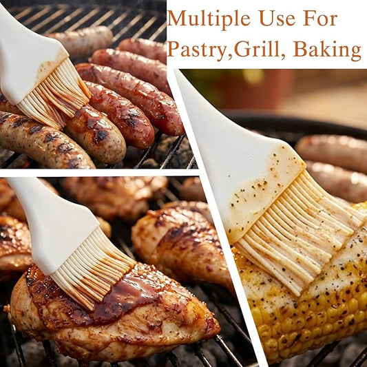 2 Pack Meat Brush for Basting,Silicone Heat Resistant Cooking Brush for Your KitchenBBQ Grill Brushes Baking Cooking,BPA Free and Dishwasher Safe