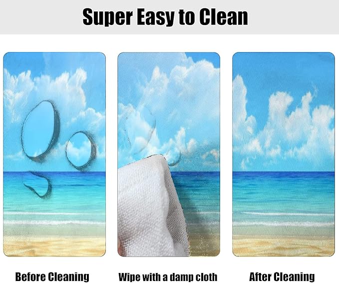 Summer Fitted Tablecloths Oval, Palms on Tropical Sand Beach Pattern Print Polyester Table Cloths, Elastic Cover for Party Family Dinner Decor, Fits Tables up to 48'' x 68'', Ocean Sea