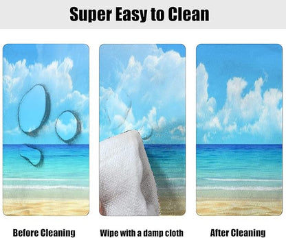 Summer Fitted Tablecloths Oval, Palms on Tropical Sand Beach Pattern Print Polyester Table Cloths, Elastic Cover for Party Family Dinner Decor, Fits Tables up to 48'' x 68'', Ocean Sea