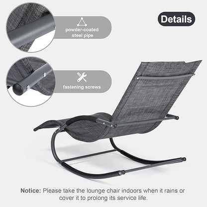 Outdoor Lounge Chair, Chaise Lounge for Patio & Lawn, Pool Lounge Chairs with Removable Pillow, Dark Grey
