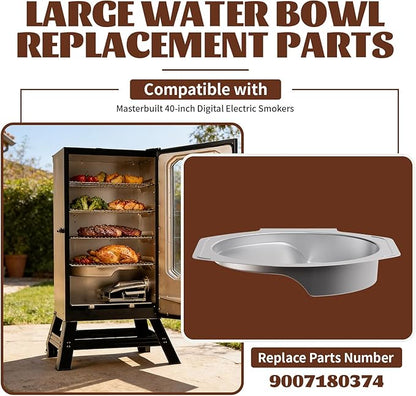 Water Pan Replacement for 40 inch Digital Electric Smokers, Fits Masterbuilt Parts 9007180374, Large Water Bowl Compatible with MB20071619 MB20072918 MB20071719 MB20071118, Heavy Duty Stainless Steel
