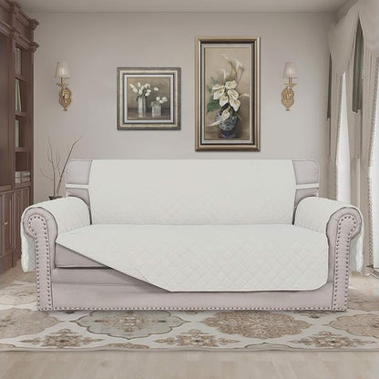 Easy-Going Reversible Couch Cover, 2 Cushion Sofa, Ivory/Ivory | Oversized Loveseat Slipcover For Dogs, Water Resistant Mat, Living Room, Non-Slip Sofa Cover, Pet Friendly