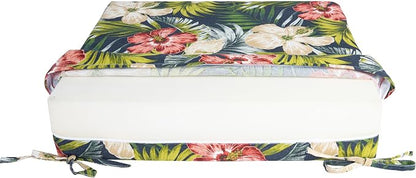 Magpie Fabrics Indoor Outdoor Cushion Cover Replacement 2 Pack, NO Insert! Water Repellent Slipcover with Ties Decor for Patio Garden Chair Sofa Bench Wicker(Midnight Floral, 22x20x4 Inch)