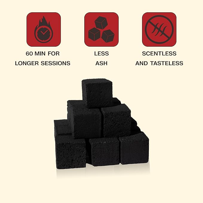 LeOrange 25MM Charcoal Cube - 100% Coconut Shell Charcoal for Hookah - 1 Kilo Charcoal Briquette