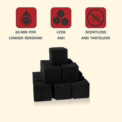 LeOrange 25MM Charcoal Cube - 100% Coconut Shell Charcoal for Hookah - 1 Kilo Charcoal Briquette