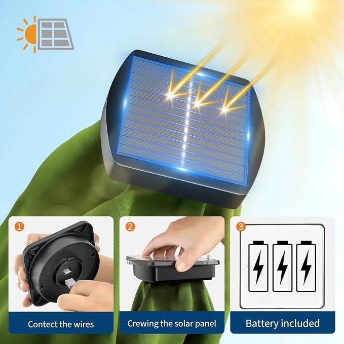 Garvee patio Umbrella with Solar Lights, Outdoor Table Umbrella with 8 Durable Ribs, Tilt & Crank Mechanism, Waterproof & UV Protection for Garden, Backyard, Poolside
