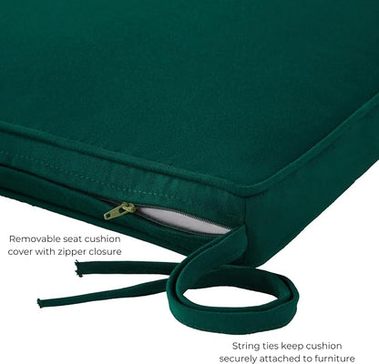 Indoor/Outdoor Chair Pads in Sunbrella Fabric – 17''x17'' Patio Seat Cushions with Foam Insert, Removable Reversible Cover & Ties for Patio Dining Chairs – Set of 2 or 4, Canvas Forest