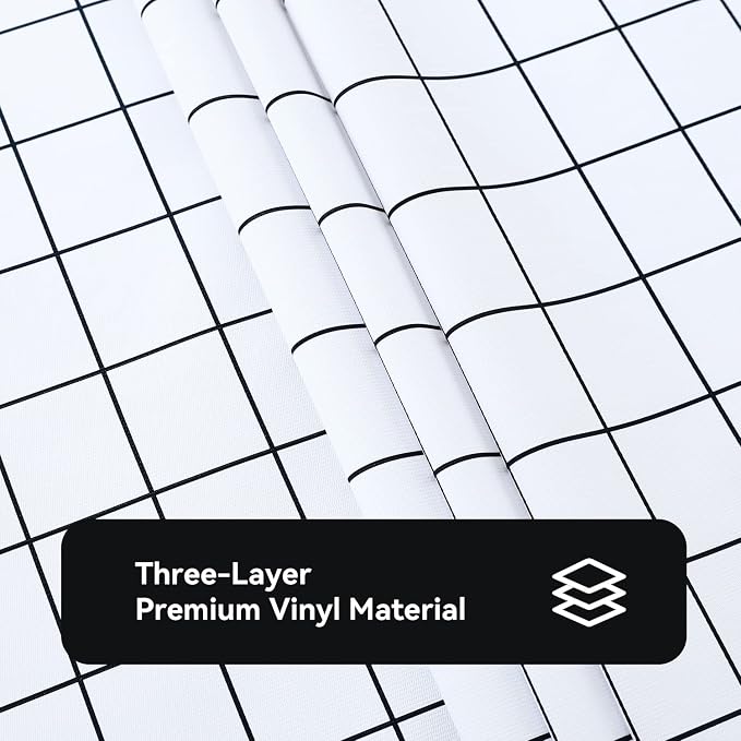 Romanstile Rectangle Vinyl Tablecloth, 100% Waterproof Oil-Proof Checkered Plastic Table Cloth, Heavy Duty Wipeable Table Covers for Dining, Camping, Picnic, Outdoor - 60 x 102 Inch, White