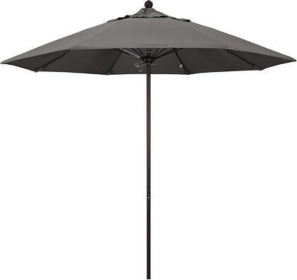 California Umbrella 9' Rd. Venture Series Contract Grade Patio Umbrella, Push Open Pin Stop, Bronze Finish, Sunbrella Charcoal