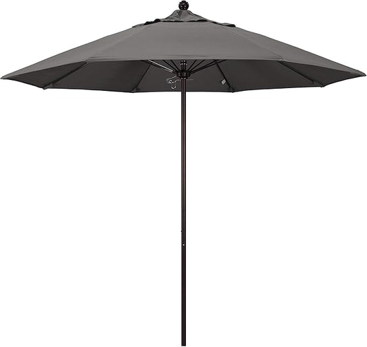 California Umbrella 9' Rd. Venture Series Contract Grade Patio Umbrella, Push Open Pin Stop, Bronze Finish, Sunbrella Charcoal