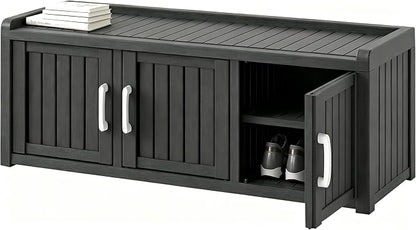 Outdoor Shoe Bench, Waterproof UV-Resistant Indoor Resin Shoe Cabinet, Entryway Shoe Storage with 3 Doors, Living Room, Bedroom, Black (3 Door)