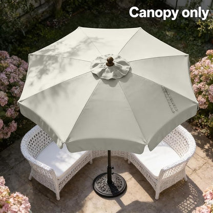 MASTERCANOPY Valance Patio Umbrella 9 ft Replacement Canopy for 8 Ribs-Beige Canopy Only