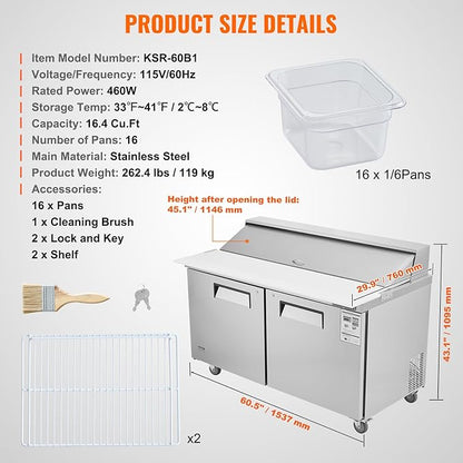 VEVOR Under Counter Drawer Refrigerator, 24 In Stainless Steel Fridge with Temperature Control, Dual Drawer Refrigerator with Powerful Compressor & LED Display, for Home, Office, and Commercial Use