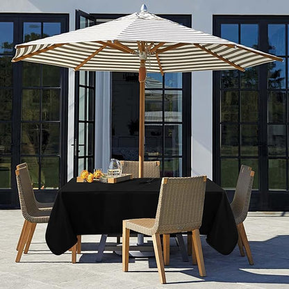 Fitable Square Outdoor and Indoor Tablecloth, Black, 60 x 60 Inch | Washable Waterproof Wrinkle Free Table Cover, Zipper and Umbrella Hole, For Spring Summer Party Picnic Camping Patio