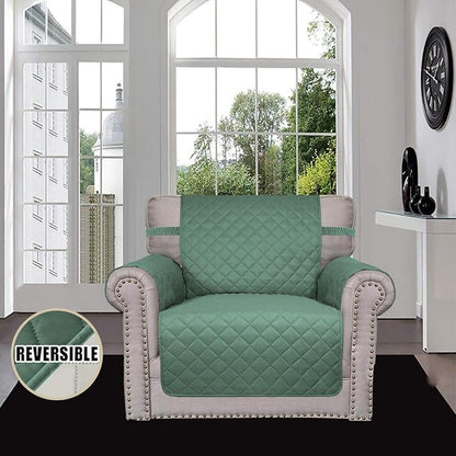Easy-Going Reversible Couch Cover, Small Chair, Cyan/Ivory | Machine Washable Slipcover For Dogs, Water Resistant Furniture Mat For Living Room, Non-Slip Sofa Cover, Pet Friendly