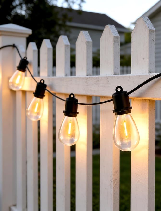 100 FT LED Outdoor String Lights - 50+2 Shatterproof Vintage Edison Bulbs | Commercial Grade Waterproof | Outside Hanging Patio Lights for Wedding, Party, Pool & Yard (Connectable, 2700K)