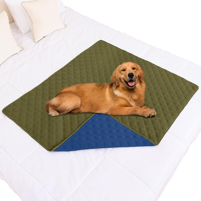 Smiry Waterproof Reversible Pet Couch Covers for Dogs | Pet Friendly, Soft Fabric, Washable Sofa Furniture Protector for Dogs Cat Kids, Checkered (40"x50", Green/Navy)