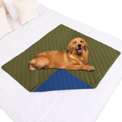 Smiry Waterproof Reversible Pet Couch Covers for Dogs | Pet Friendly, Soft Fabric, Washable Sofa Furniture Protector for Dogs Cat Kids, Checkered (40"x50", Green/Navy)