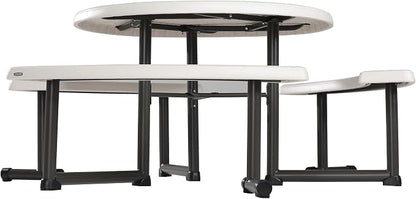 Lifetime Picnic Table 22127 44-inch Round Top Swivel Benches Almond Color Top