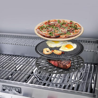 Monument Grills 12-Inch Reversible Round Porcelain Coated Cast Iron Cooking Plate