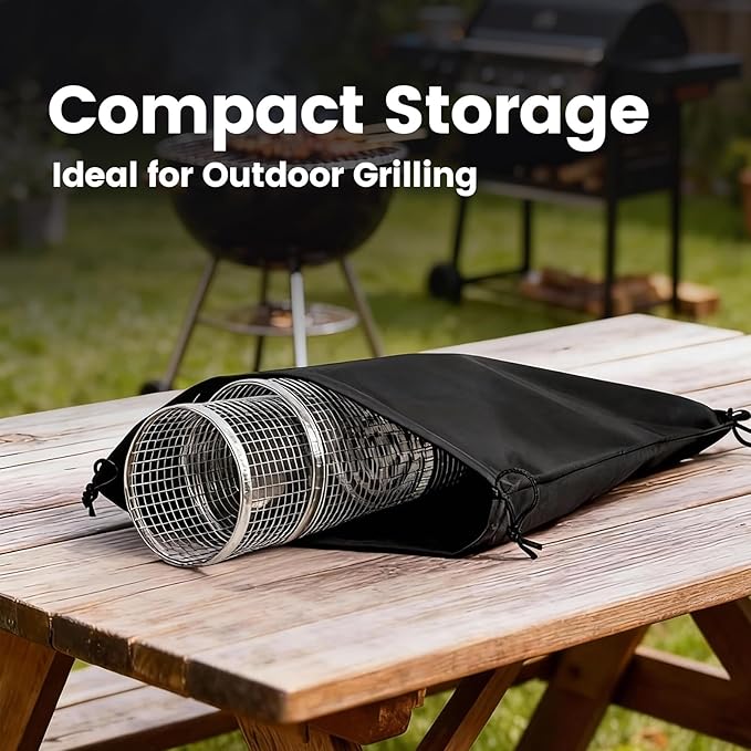 Rolling Grill Basket Set, 18 in 1 Stainless Steel Grilling Basket with Removable Handle Grill Baskets for Outdoor Grill, BBQ Grilling Accessories Set for Vegetables Seafood Meat Fish