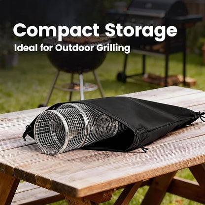Rolling Grill Basket Set, 18 in 1 Stainless Steel Grilling Basket with Removable Handle Grill Baskets for Outdoor Grill, BBQ Grilling Accessories Set for Vegetables Seafood Meat Fish
