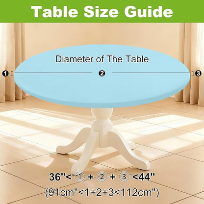 Smiry Round Spandex Tablecloth, Waterpoof Stretch Picnic Table Cover for 36"-44" Tables, Elastic Fitted Washable Tablecloths Dining, Indoor and Outdoor, Baby Blue