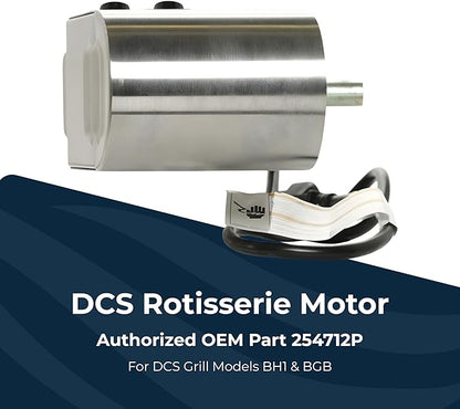 DCS Rotisserie Motor Kit 254712P for BH1 and BGB Grill Models - OEM Motor Replacement Part 254712P to Replace Motor Assembly 224942, Forks and Spit Sold Separately