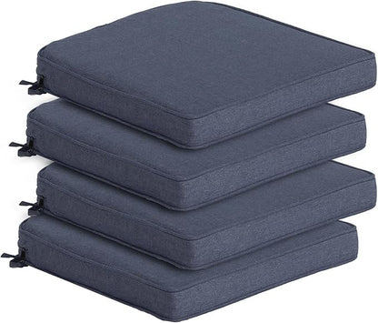 Goodgoods 19.5 x 20 Outdoor Chair Cushions Set of 4, Fade-Resistant & Water-Resistant Patio Seat Cushion Pads with Ties, 30D High-Resilience Foam for Dining Room Kitchen Chairs, Sky