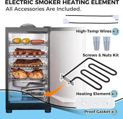 800 Watts Smoker Heating Element Kit Replacement for Masterbuilt & Char-Broil Digital Electric Smokers, Replace 9907090033 or FDES30111
