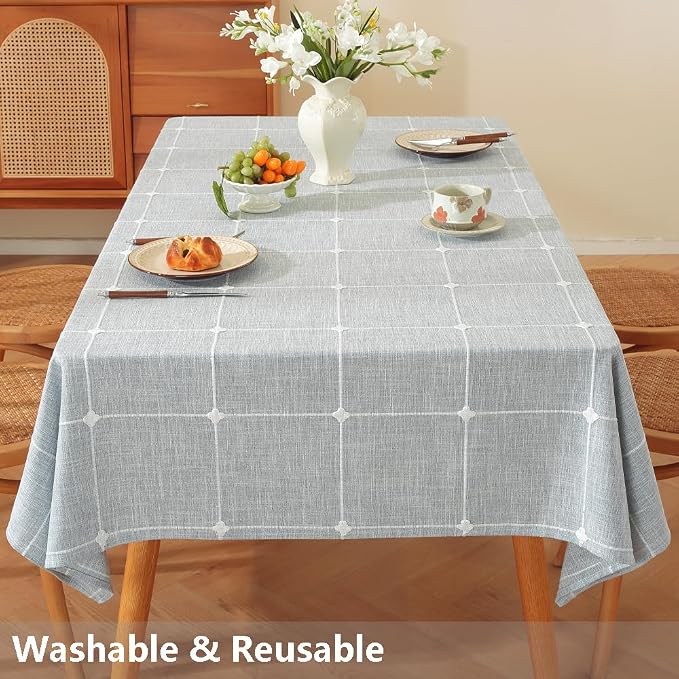TruDelve Blue Cloth tablecloths Rectangle Table Cloths for 6 Foot Rectangle Tables Rustic Oblong Washable Tablecloth(Blue,98"x52",Rectangular)