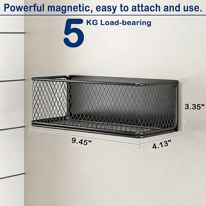 Magnetic Storage Bin for Traeger Smoker Grill Caddy, Magnetic Basket Organizer Holder for Fridge Magnetic Storage Bin Box Containers for Refrigerator Whiteboard Classroom, 2 Pack