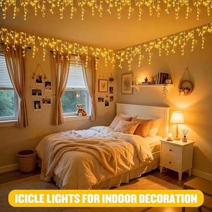 JMEXSUSS Icicle Lights for Outside, 400 LED 38.8FT (Pack of 2)