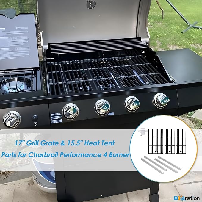 17" Grill Grate and Heat Plate for Charbroil Performance 4-Burner 463352521 | G426-0004-W1 G426-0005-W1 Cooking Grate for Charbroil 463352521 463354021 463365021 463365522, Heavy-duty Cast Iron