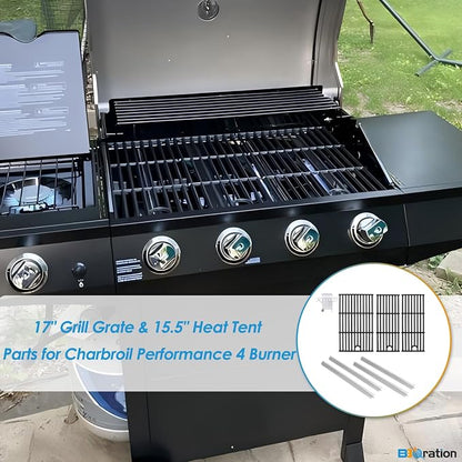 17" Grill Grate and Heat Plate for Charbroil Performance 4-Burner 463352521 | G426-0004-W1 G426-0005-W1 Cooking Grate for Charbroil 463352521 463354021 463365021 463365522, Heavy-duty Cast Iron