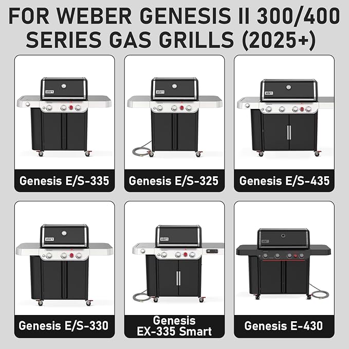 Utheer Matte Porcelain-Enameled Cast Iron Grill Grates Replacement for Weber Genesis 300 & 400 Series (2025+ Models), Fits E/S-325, E/S-330, E/S-335, E/S-435, E-430, EX-335, Nonstick Cooking Grate