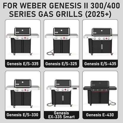 Utheer Matte Porcelain-Enameled Cast Iron Grill Grates Replacement for Weber Genesis 300 & 400 Series (2025+ Models), Fits E/S-325, E/S-330, E/S-335, E/S-435, E-430, EX-335, Nonstick Cooking Grate