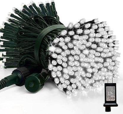 66ft Christmas Decorative Mini Lights,200 LED Green Wire Fairy Starry String Lights Plug in, 16 Lighting Modes, for Indoor Outdoor Xmas Tree Wedding Party Decoration (White)