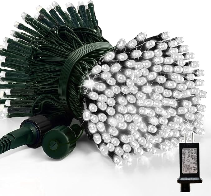 33ft Christmas Decorative Mini Lights, 100 LED Green Wire Fairy Starry String Lights Plug in, 16 Lighting Modes, for Indoor Outdoor Xmas Tree Wedding Party Decoration (White)